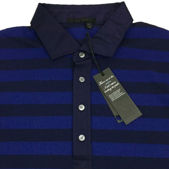 Greyson XL Blue Striped Polo Shirt - Picture 2 of 7